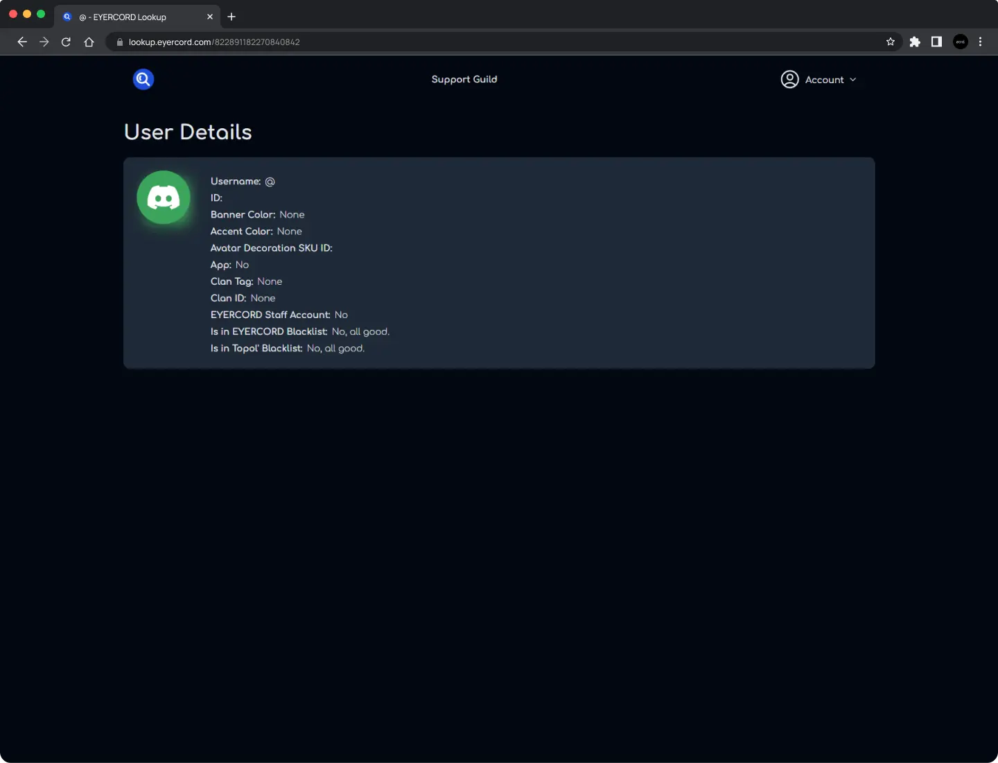 EYERCORD Lookup return empty fields